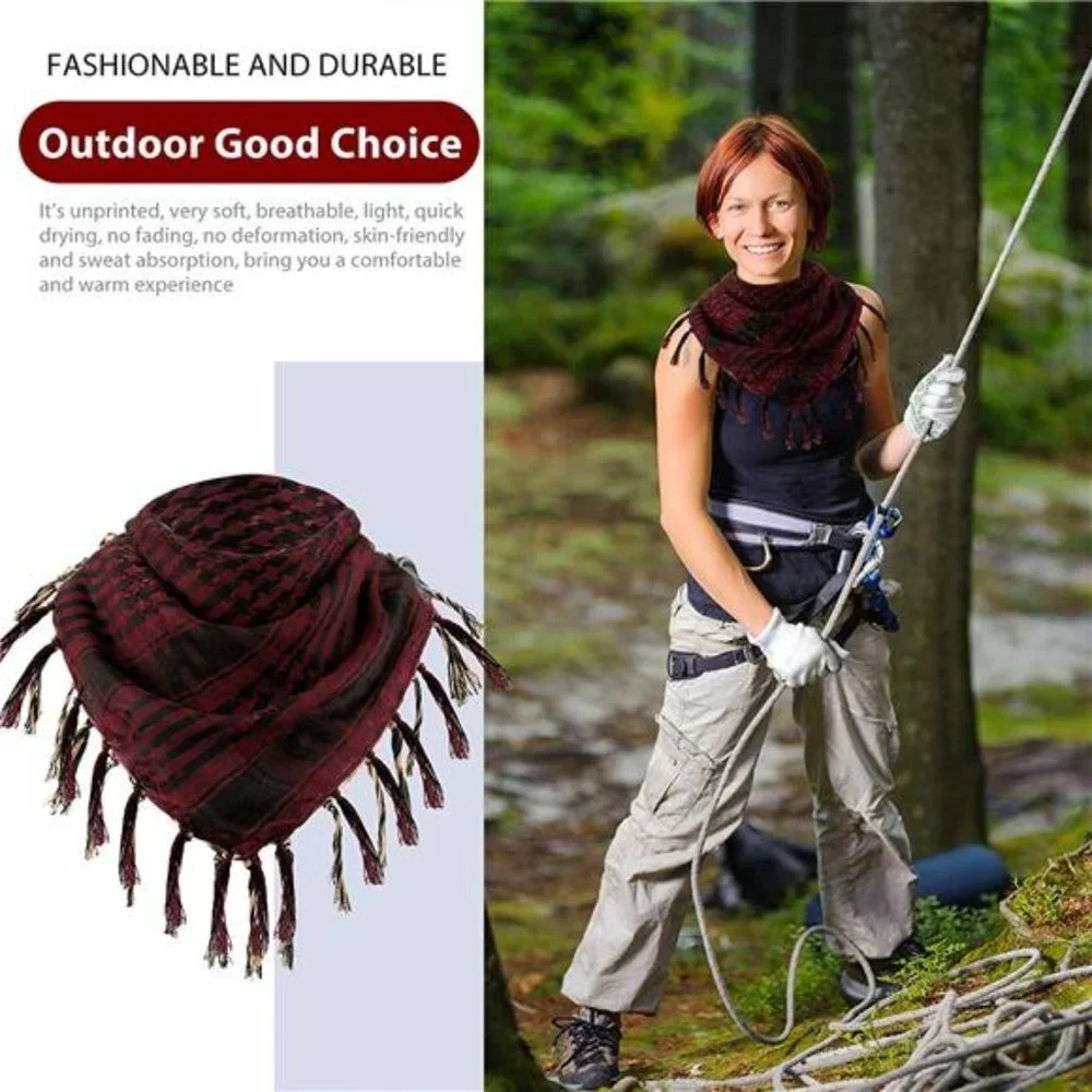 3 Pieces Unisex Scarf Turban Plaid Fringe Scarves